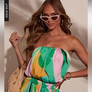 Vici Multicolor Strapless Crop Top